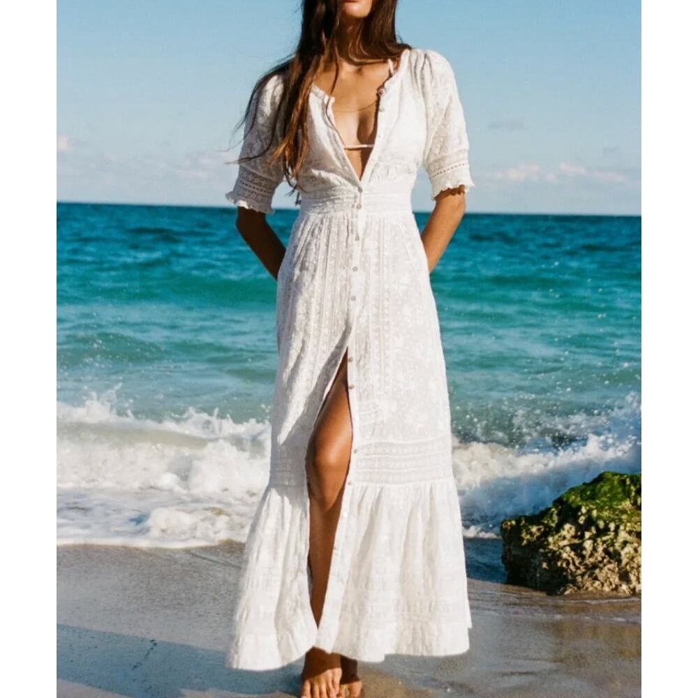 Love Shack Fancy Minka Heritage Dress Cotton Boho Lace 2